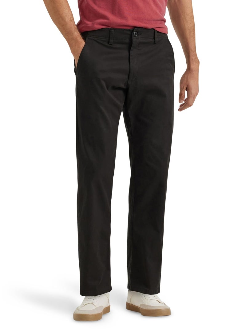 Lee Men's Extreme Motion Flat Front Regular Straight Pant Black 34W x 32L - Image 1